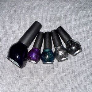 OPI Nail Polish Set - Black, Purple, Teal, Silver Glitter
